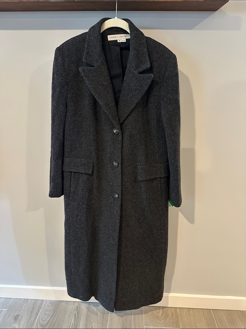 Larry Levine Dark Charcoal Wool 100% Long Coat